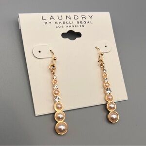 Laundry by Shelli Segal Gold and Pearl Drop Earrings